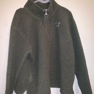 Olive green pink Sherpa